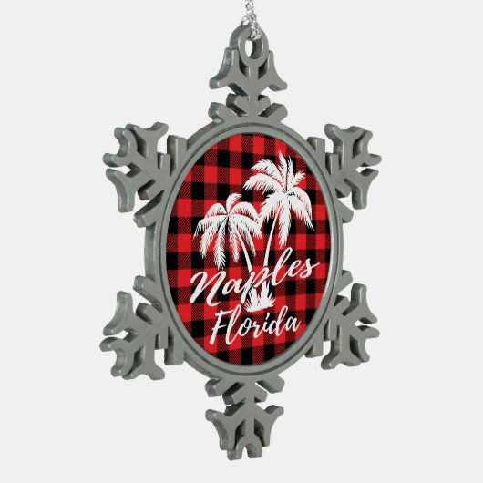 Ornement Flocon De Neige Naples Florida Palm Trees Beach (Gauche)