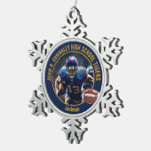 Ornement Flocon De Neige Navy Blue Gold High School Football Player Photo (Vue impression)