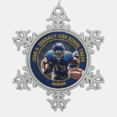 Ornement Flocon De Neige Navy Blue Gold High School Football Player Photo (Devant)