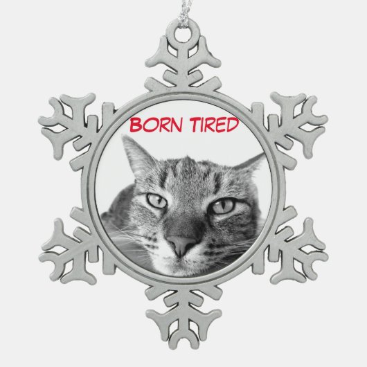 Ornement Flocon De Neige Né chat fatigué (Devant)