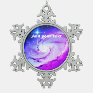 Ornement Flocon De Neige Nébuleuse galaxie bleue rose violet ajoutez votre