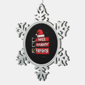 Ornement Flocon De Neige Nice Naughty Firefighter Christmas List (Vue impression)