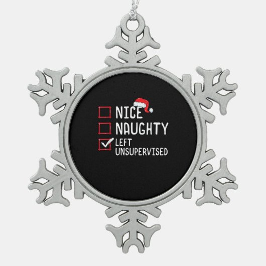 Ornement Flocon De Neige Nice Naughty Left Unsupervised Christmas List (Devant)