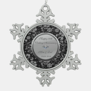 Ornement Flocon De Neige Noces de diamant - 50 ans de mariage - Fleurs arge
