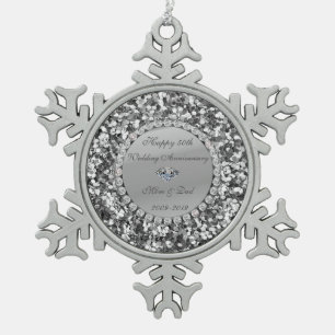 Ornement Flocon De Neige Noces de diamant 50 ans de mariage paillettes arge