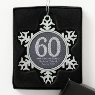 Ornement Flocon De Neige Noces de diamant 60 ans de mariage