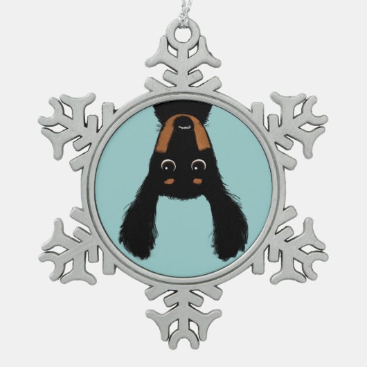 Ornement Flocon De Neige Noël à l'envers de teckel (Devant)