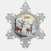 Ornement Flocon De Neige Noël aquarelle cerf ajouter Année (Devant)