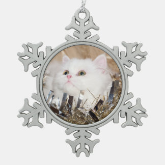 Ornement Flocon De Neige Noël blanc de chat persan