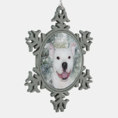 Ornement Flocon De Neige Noël blanc de pitbull (Gauche)