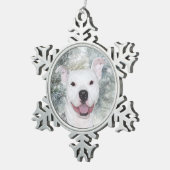 Ornement Flocon De Neige Noël blanc de pitbull (Vue impression)