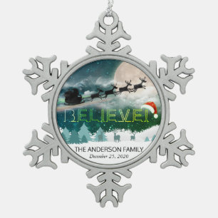 Ornement Flocon De Neige Noël CROYER Reindeer Sleigh Santa Chapeau Décor