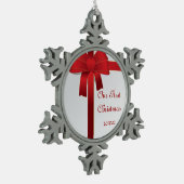 Ornement Flocon De Neige Noël d'arcs de rouge ęr ensemble (Gauche)