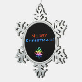 Ornement Flocon De Neige Noël d'atome du Joyeux Noël | (Vue impression)