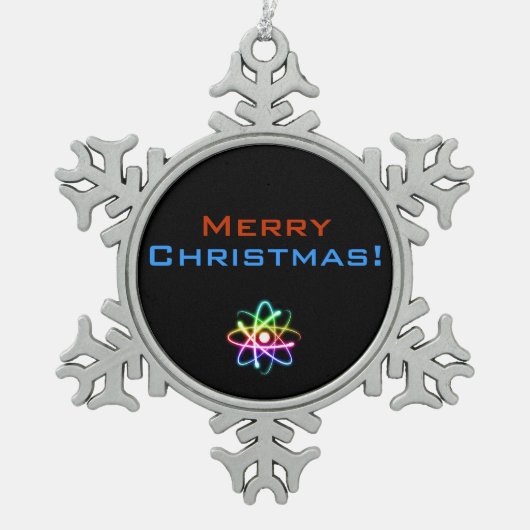 Ornement Flocon De Neige Noël d'atome du Joyeux Noël | (Devant)