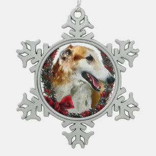 Ornement Flocon De Neige Noël de Borzoi