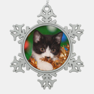 Ornement Flocon De Neige Noël de chaton de smoking
