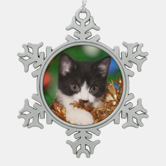 Ornement Flocon De Neige Noël de chaton de smoking (Devant)