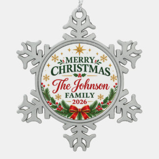 Ornement Flocon De Neige Noël de famille personnalisé 2026 |