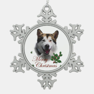 Ornement Flocon De Neige Noël de Malamute en Alaska