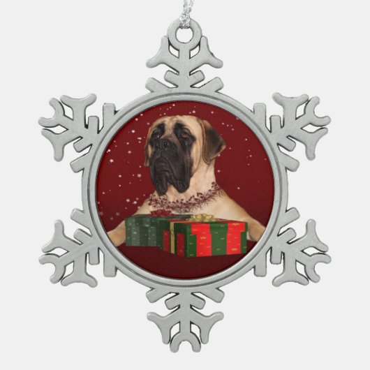 Ornement Flocon De Neige Noël de mastiff (Devant)
