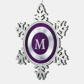 Ornement Flocon De Neige Noël de Monogramme d'argent violet (Vue impression)
