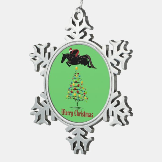 Ornement Flocon De Neige Noël de pullover de cheval (Vue impression)