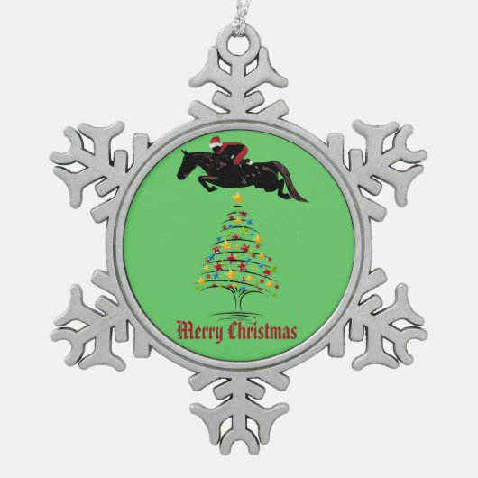 Ornement Flocon De Neige Noël de pullover de cheval (Devant)