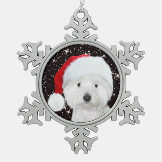 Ornement Flocon De Neige Noël de Westie (Devant)