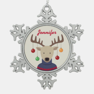 Ornement Flocon De Neige Noël des cerfs