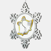 Ornement Flocon De Neige Noël des cloches d'argent et d'or (Vue impression)