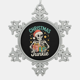 Ornement Flocon De Neige Noël drôle Junkie Skeleton vacances Noël Père Noël