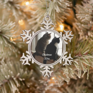 Ornement Flocon De Neige Noël du chat