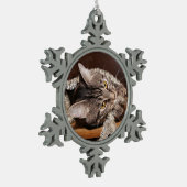 Ornement Flocon De Neige Noël espiègle de chat tigré (Gauche)