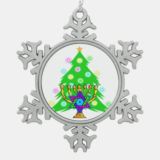 Ornement Flocon De Neige Noël et Hanoukka (Devant)