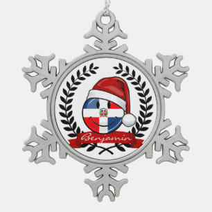 Ornement Flocon De Neige Noël gai de drapeau de la République Dominicaine