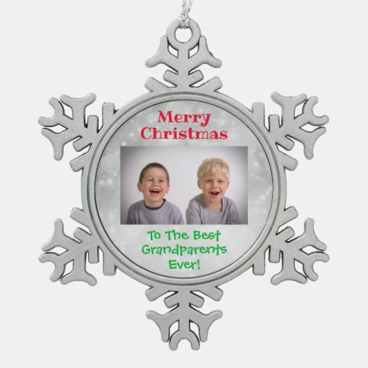 Ornement Flocon De Neige Noël Grands-parents Petits-enfants Photo (Devant)