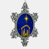 Ornement Flocon De Neige Noël Jésus dans un Manger Pewater Snowflake ornam (Gauche)