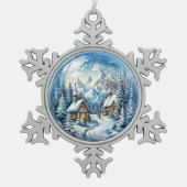 Ornement Flocon De Neige Noël Journal d'hiver Pays Cabine (Devant)