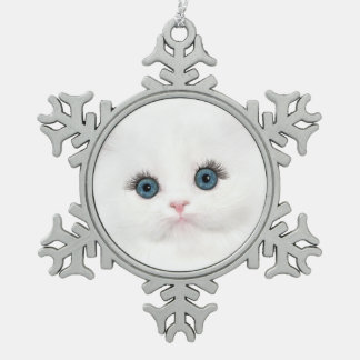 Ornement Flocon De Neige Noël persan blanc de chaton