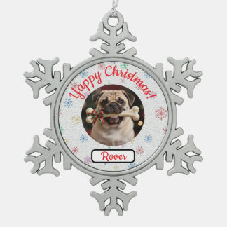 Ornement Flocon De Neige Noël personnalisable pour l'amour des chiens et de