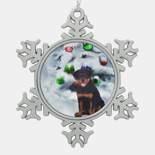 Ornement Flocon De Neige Noël Rottweiler (Devant)