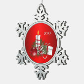 Ornement Flocon De Neige Noël rouge (Vue impression)