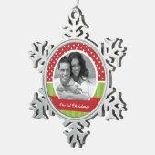 Ornement Flocon De Neige Noël rouge et vert (Vue impression)