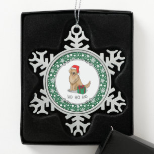 Ornement Flocon De Neige Noël Santa Claus Golden Retriever Chien mignonne