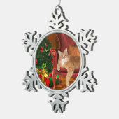 Ornement Flocon De Neige Noël tigré orange (Vue impression)