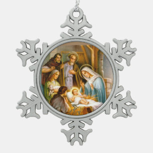 Ornement Flocon De Neige Noël vintage de la nativité