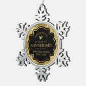 Ornement Flocon De Neige Noir d'or 50e anniversaire Mariage (Vue impression)