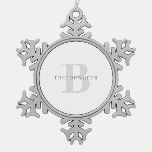 Ornement Flocon De Neige Nom moderne élégant et monogramme (Devant)