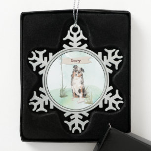 Ornement Flocon De Neige Nom personnalisé Berger Australien Chien de Compag